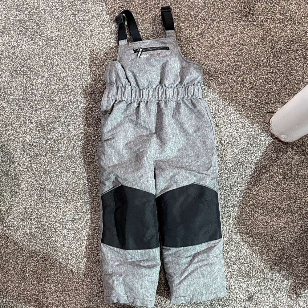 Gray and Black Snow Bib Overalls